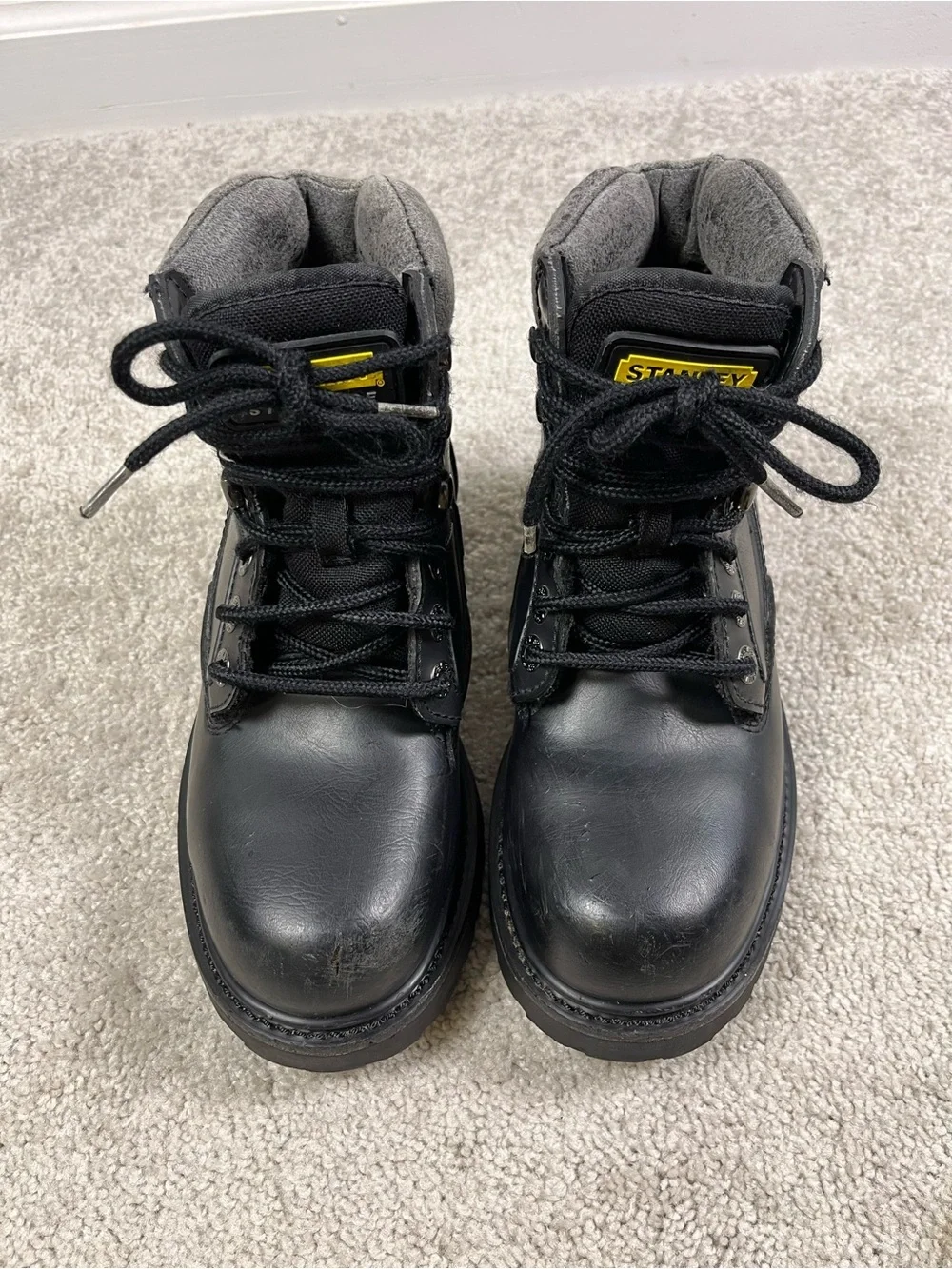 Stanley Steel Toe Work Boots Ankle Size 4.5 Oil Resistant Working Man Black